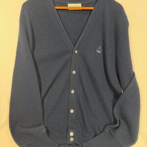 IZOD Vintage Cardigan Sweater Large Navy Button Front Classic 90s